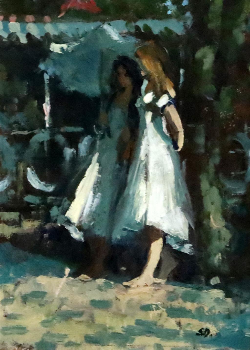 § Sherree Valentine Daines (1956-) Two women beneath a tree 7.25 x 5.25in.